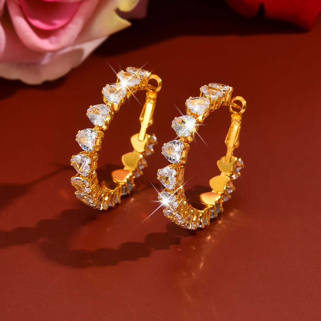 Women's Multi-Colour Heart Full Hoop Earrings, Light Luxury Design